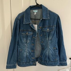 NWT future collective puff sleeve denim jacket small